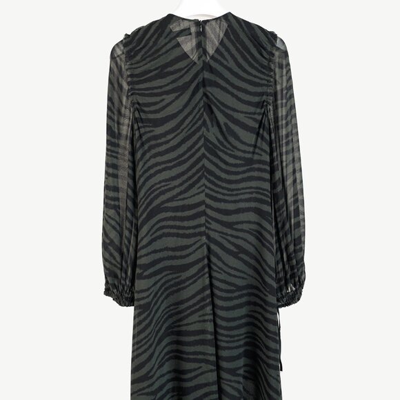 Proenza Schouler Green & Black Zebra Silk Long-Sleeve Dress - Picture 3 of 11